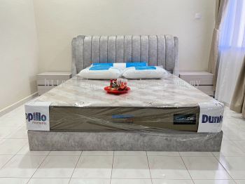 King Size Premium Bed Frame | Dunlopillo King Mattress | Side Cabinet deliver to Penang Ipoh Kedah Kulim