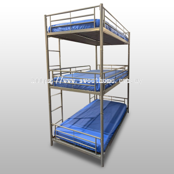 Triple Double Decker Bed Frame | Katil Asrama 3 Tingkat | Pembekal Perabot Asrama