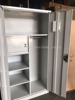 Heavy Duty Steel Clothing Cabinet Locker With Lock For Passport ,Visa , Phone  ,With Mirror  | Hostel Furniture Supplier | Kl | Penang | Ipoh Perak | Pahang | Johor