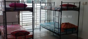 Hostel Furniture Set Up | Metal Double Decker Katil Besi Asrama Hostel | Tilam Single Mattress Hostel | Hostel Furniture Supplier | Kl | Penang | Johor | Batu Kawan | Ipoh | Shah Alam | Klang