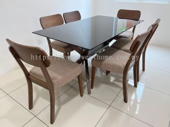 6 Seater Dining Seater | Wooden Dining Chair | Dining Room Table And Chair | Cafe Furniture | Kl | Shah Alam | Subang Jaya | Batu Kawan | Muar  | Ipoh 