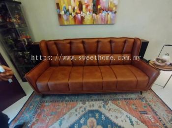 3 Seather Leather Sofa | Anti Scratch Sofa | Relax Rocking Wooden Chair  | Best Sofa Store In Penang