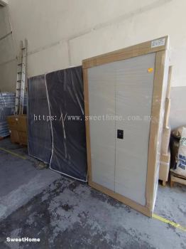 Single Mattress Tilam Asrama | Full Height Steel Cabinet | 4 Compartment Steel Locker | Hostel Furniture Supplier Deliver to EaglePack Industries Bukit Mertajam Penang