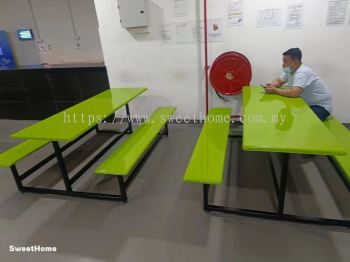 Food Court Table And Bench | 6 seater Food Court Table | Factory Cafeteria Table Bench | Fibre Glass Table And Bench | Cafe Furniture