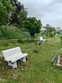 Low Back Stone Bench | Outdoor Stone Bench  | Garden Stone Bench | Deliver to Sri Hartmas Communit Garden Kuala Lumpur | Selangor 