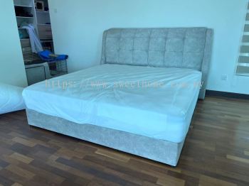 Queen King Size Modern Bedframe Headborad Divan | Bedframe Set With Mattress | Katil Tilam Bilik Tidur Moden | Penang Furniture Store