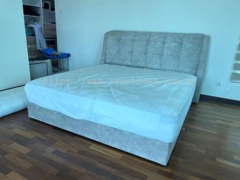 Queen King Size Modern Bedframe Headborad Divan | Bedframe Set With Mattress | Katil Tilam Bilik Tidur Moden | Penang Furniture Store