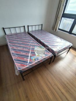 Single Metal Bedframe | Katil Besi Bujang Asrama | Single Mattress Tilam Asrama Murah | Hostel Furniture Supplier | Pembekal Perabot Asrama | KL | Penang | Kedah |  Perak