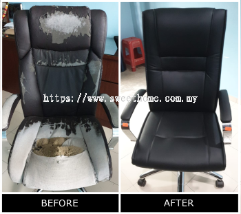 Office Chair PU Leather Reupholstery Service | Servis Balut Semula Kerusi Pejabat | Office Chair Repair | Batu Kawan Georgetown Ipoh Kedah Lunas | Office Furniture Penang 