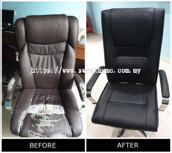 Office Chair PU Leather Reupholstery Service | Servis Balut Semula Kerusi Pejabat | Office Chair Repair | Batu Kawan Georgetown Ipoh Kedah Lunas | Office Furniture Penang 