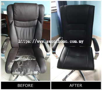 Office Chair PU Leather Reupholstery Service | Servis Balut Semula Kerusi Pejabat | Office Chair Repair | Batu Kawan Georgetown Ipoh Kedah Lunas | Office Furniture Penang 