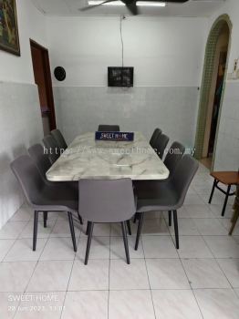 Rectangle Marble Dining Table | Modern Dining Chair | Meja Makan Batu Marmar Marble | Cafe Furniture | Penang Georgetown | Kulim Lunas Sungai Petani | Ipoh Tapah Bukit Merah | KL | Rawang | Shah Alam | Johor bahru | Muar | Singapore