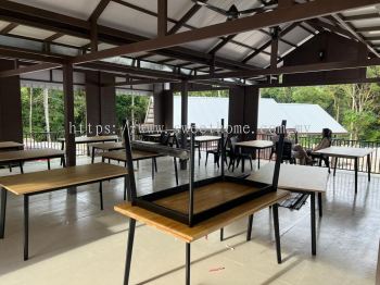 Cafe Furniture Set Up For Big Stone Food Garden Merbok Kulim Lunas Kedah | Wooden Dining Table | Plastic Dining Chair | Kerusi Meja Makan Untuk Restoran Kafe Bistro | Ipoh Sungai Petani Kulim Lunas Bayan Baru Air Itam Muar Johor Bahru | KL