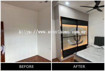 Custom Size Bedroom Wardrobe Full Height to Ceiling | Customade Wardrobe | Sliding Door Clothes Wardrobe | Almari Baju Tinggi Ke Syiling | Bedroom Furniture Penang | Wardrobe Store