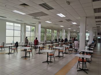 Cafe Furniture | Square Cafe Dining Table | High Back Dining Chair | Factory Corporate Cafeteria Canteen Set Up  |  Pembekal Kerusi Meja Makan Kantin  Kafeteria |  Ipoh Tapah Taiping | Bayan Baru Lepas Gergetown | Kulim Lunas Sungai Petani