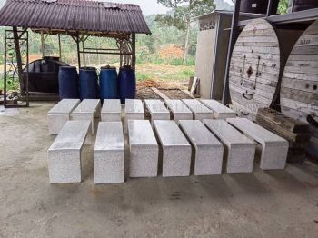 Terrazo Stone Marble Bench | Garden Stone Bench  | Pool Stone Bench Seating | Deliver to ECO Enclave Bentong Pahang KL 