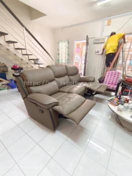 3 Seater Leather Sofa With Recliner Function | Modern Sofa Living Room | Sofa Furniture Store | Penang Furniture Store