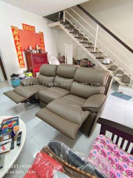 3 Seater Leather Sofa With Recliner Function | Modern Sofa Living Room | Sofa Furniture Store | Penang Furniture Store