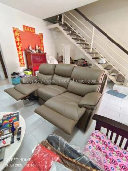 3 Seater Leather Sofa With Recliner Function | Modern Sofa Living Room | Sofa Furniture Store | Penang Furniture Store