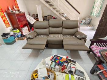 3 Seater Leather Sofa With Recliner Function | Modern Sofa Living Room | Sofa Furniture Store | Penang Furniture Store