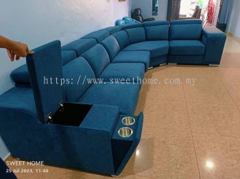 Modern L Shape Corner Sofa | Sofa With Hidden Storage And Hidden Console | Sofa Furniture Shop Store | Best Furniture Shop In Penang