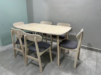 6 Seater Dining Set | Wooden rectangle Dining Table with Wooden Dining Chair | Cafe Furniture | Cafe Tables and Chairs | Kl | Puchong | Rawang | Penang | Shah Alam