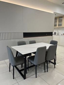 Ceramic Dining Table | Dining Set For 6 Seater | Marble Sintered Stone Dining Table | Modern Dining Chair | Cafe Furniture | Dining Room Furniture Store | Penang | KL | Puchong | Rawang | Cheras | Ampang | Ipoh | Johor Bahru | Muar | Kulim Lunas