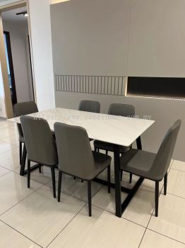 Ceramic Dining Table | Dining Set For 6 Seater | Marble Sintered Stone Dining Table | Modern Dining Chair | Cafe Furniture | Dining Room Furniture Store | Penang | KL | Puchong | Rawang | Cheras | Ampang | Ipoh | Johor Bahru | Muar | Kulim Lunas