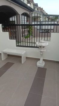 Stone Bench With Backrest | N Shape Marble Design Stone Bench | Chinese South East Design Stone Lantern | Outdoor Stone Furniture | Kerusi Batu Cantik | |Outdoor Furniture Store