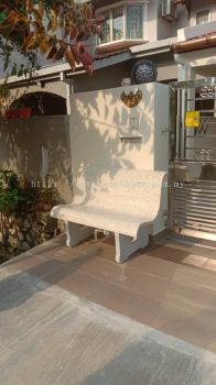 Stone Bench With Backrest | N Shape Marble Design Stone Bench | Chinese South East Design Stone Lantern | Outdoor Stone Furniture | Kerusi Batu Cantik | |Outdoor Furniture Store