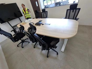 6 Seater Oval Shaped Conference Meeting Table | Electric Adjustable Height Office Table | LShape Manager Executive Office Table | Office Table Penang | Office Furniture Penang | Pembekal Perabot Pejabat