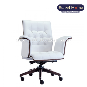 GRAND White Low Back Director Chair | Office Chair Penang