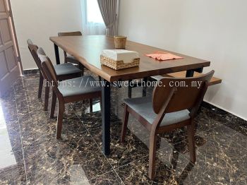 Solid Wood Dining Table and Chair Set | Solid Wood Dining Bench | Meja Makan Kayu Solid | Cafe Furniture | Cafe Table and Chair | KL | Cheras | Ampang | Rawang | Penang | Kedah | Bukit Jalil | Bukit Bintang 