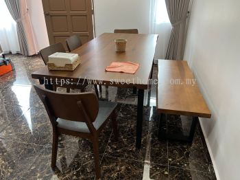 Solid Wood Dining Table and Chair Set | Solid Wood Dining Bench | Meja Makan Kayu Solid | Cafe Furniture | Cafe Table and Chair | KL | Cheras | Ampang | Rawang | Penang | Kedah | Bukit Jalil | Bukit Bintang 