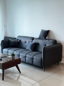 3-4 Seater Water Resistant Leather Fabric Sofa | Dark Blue Gray Sofa | Sofa Promotion | Sofa Ruang Tamu Promosi Kualiti Tinggi | Sofa Furniture Store | KL |Kulim | Lunas | Sungai Petani | Cheras | Ampang | Muar | Ipoh