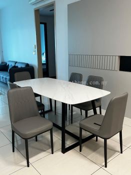 Ceramic Marble 6 Seater Dining Table | Dining Chair | Meja Makan Seramik dan Kerusi Meja Makan | Dining Area Furniture Store | Chears | Ampang | Sungai Petani | Kulim | Lunas | Ipoh | Kerian | Bertam Perdana 