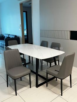 Ceramic Marble 6 Seater Dining Table | Dining Chair | Meja Makan Seramik dan Kerusi Meja Makan | Dining Area Furniture Store | Chears | Ampang | Sungai Petani | Kulim | Lunas | Ipoh | Kerian | Bertam Perdana 