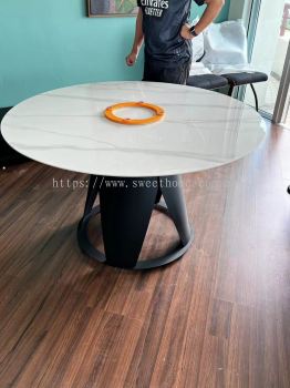 Modern Round Marble Ceramic Dining Table | Modern Dining Chair | Meja Makan Batu Marmar Seramik | Modern Hanging Wall TV Cabinet | Modern House Furniture Store | Penang Furniture Store | KL | Kulim | Lunas | Jitra | Sungai Petani | Bagan Datuk