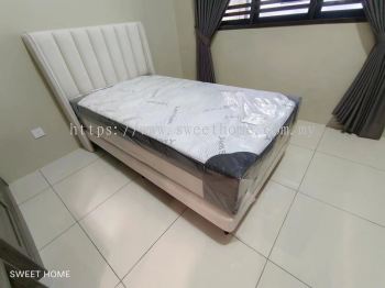 Super Single Modern Bed Frame | Super Single Anti Static Fabric Mattress | Bedroom Furniture Store | Kedai Perabot Bilik Tidur | Penang | Batu Kawan | Kulim | Lunas | Ipoh | Kl | Cheras | Ampang