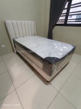 Super Single Modern Bed Frame | Super Single Anti Static Fabric Mattress | Bedroom Furniture Store | Kedai Perabot Bilik Tidur | Penang | Batu Kawan | Kulim | Lunas | Ipoh | Kl | Cheras | Ampang