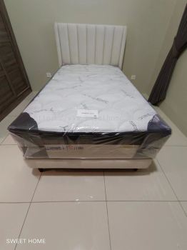 Super Single Modern Bed Frame | Super Single Anti Static Fabric Mattress | Bedroom Furniture Store | Kedai Perabot Bilik Tidur | Penang | Batu Kawan | Kulim | Lunas | Ipoh | Kl | Cheras | Ampang