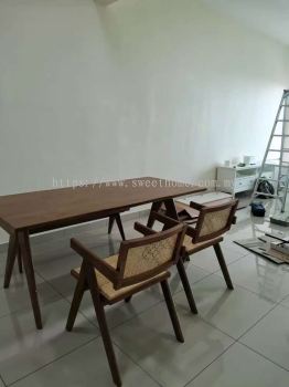 Solid Wood Rattan Dining Chair and Dining Table | Rattan Dining Set | Rustic Cafe Furniture Concept | Cafe Furniture | KL | Kulim | Lunas | Melaka | Ipoh | Lumut | Jitra | Baling | Alor Setar | Georgetown