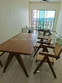 Solid Wood Rattan Dining Chair and Dining Table | Rattan Dining Set | Rustic Cafe Furniture Concept | Cafe Furniture | KL | Kulim | Lunas | Melaka | Ipoh | Lumut | Jitra | Baling | Alor Setar | Georgetown