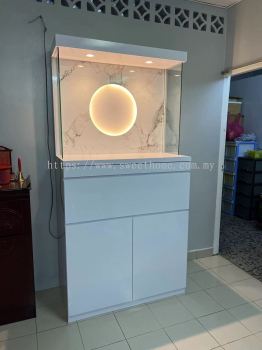 Modern Chinese Praying Altar | White Praying Cabinet Buddha Fensghui | Custom Build Praying Altar With Lights | 风水祖台 | Singapore | Malaysia | Thailand | Johor | Perak | Tambun | Teluk Intan