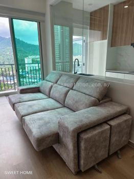 Modern L Shape Sofa | Sofa With Hidden Storage and Stools | High Quality Fabric Sofa | Sofa Furniture Store Malaysia | Kedah | KL | Cheras | Ampang | Johor Bahru | 