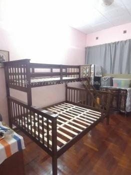 Solid Wood Double Decker Bed | Queen Double Decker Bed | Queen Size Divan Bed | Bedroom Furniture Store | Kedai Perabot Tilam Katil Terbaik Malaysia | Kedah | Kulim | Lunas | Penang | Bertam | Perak | Taiping | Ipoh | 