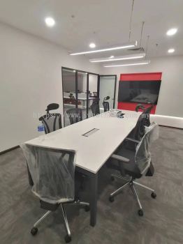 Office Meeting Conference Table | White 10FT Meeting Table | High Back Ergonomic Office Chair | Meeting Chair | Meja Mesyuarat Moden Putih | Office Table | Office Chair | Penang | Cyberjaya | Putrajaya | Selangor | Alor Setar | Sungai Petani Kedah | Ipoh | Proton City Perak 