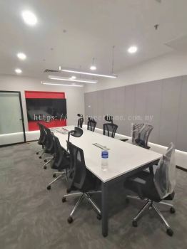 Office Meeting Conference Table | White 10FT Meeting Table | High Back Ergonomic Office Chair | Meeting Chair | Meja Mesyuarat Moden Putih | Office Table | Office Chair | Penang | Cyberjaya | Putrajaya | Selangor | Alor Setar | Sungai Petani Kedah | Ipoh | Proton City Perak 