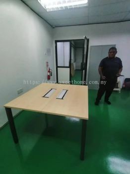 Modern Minimalist Office Table | Office Table With Metal Flipper Box Socket | Office Furniture | Office Table | Penang | KL | Kedah | Cheras | Ampang | Lunas | Petaling Jaya | Kepala Batas | Bertam | Sungai Petani | 