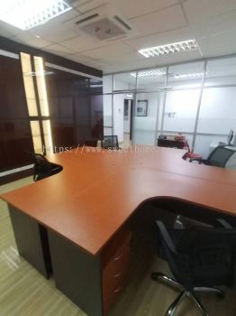 L Shape Workstation Office Table | Low Back Mesh Office Chair | Office Furniture | KL | Penang Island | Seberang Jaya | Kulim | Lunas | Ipoh | Bertam | Cyberjaya | Putrajaya | Arau |Perlis | Kangar